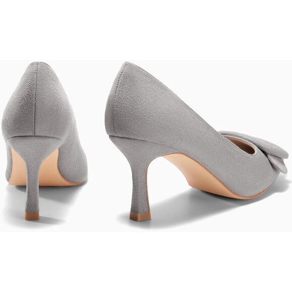 Women's Closed Pointed Toe Pumps Stiletto Heels Wedding Party Dress Shoes Grey - Picture 4 of 6